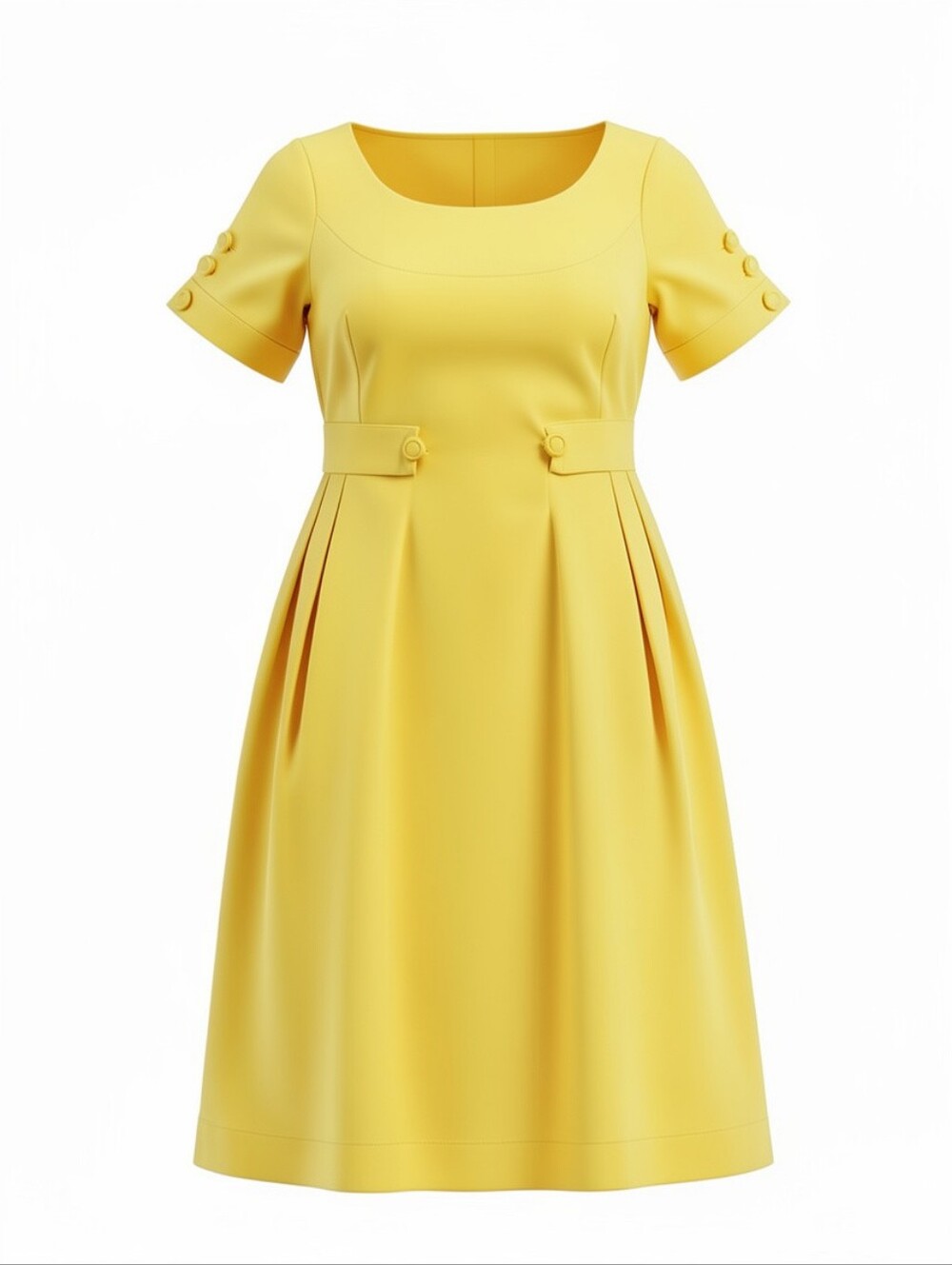 Zara Yellow Midi Dress with Button Accents